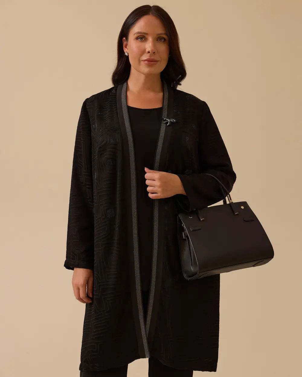 Büyük Beden Desenli Hırkalı Takım