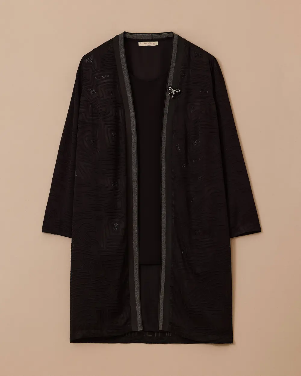 Plus Size Patterned Cardigan Set