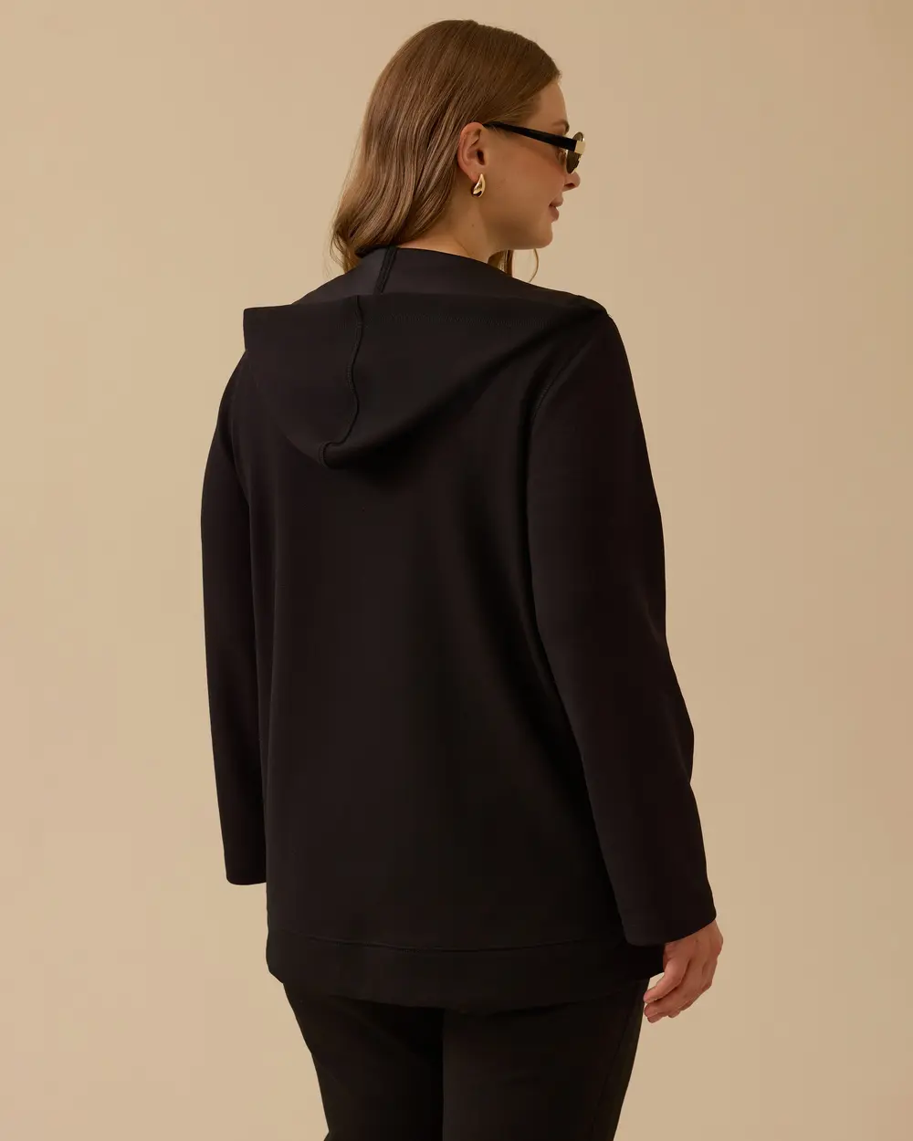 Büyük Beden Çizgili İç Bluzlu Fermuarlı Takım