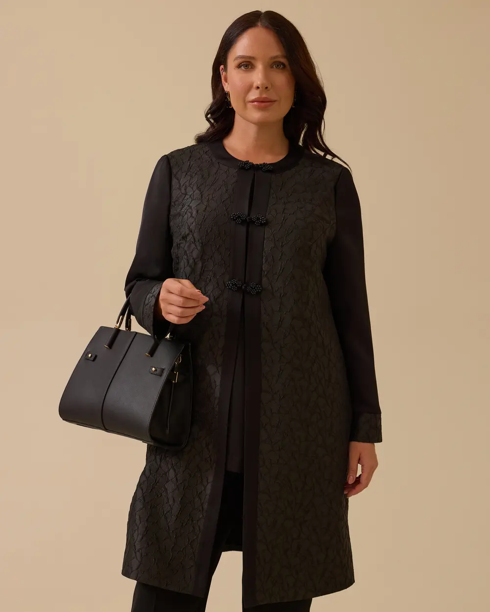 Büyük Beden Desenli Jakar Takım