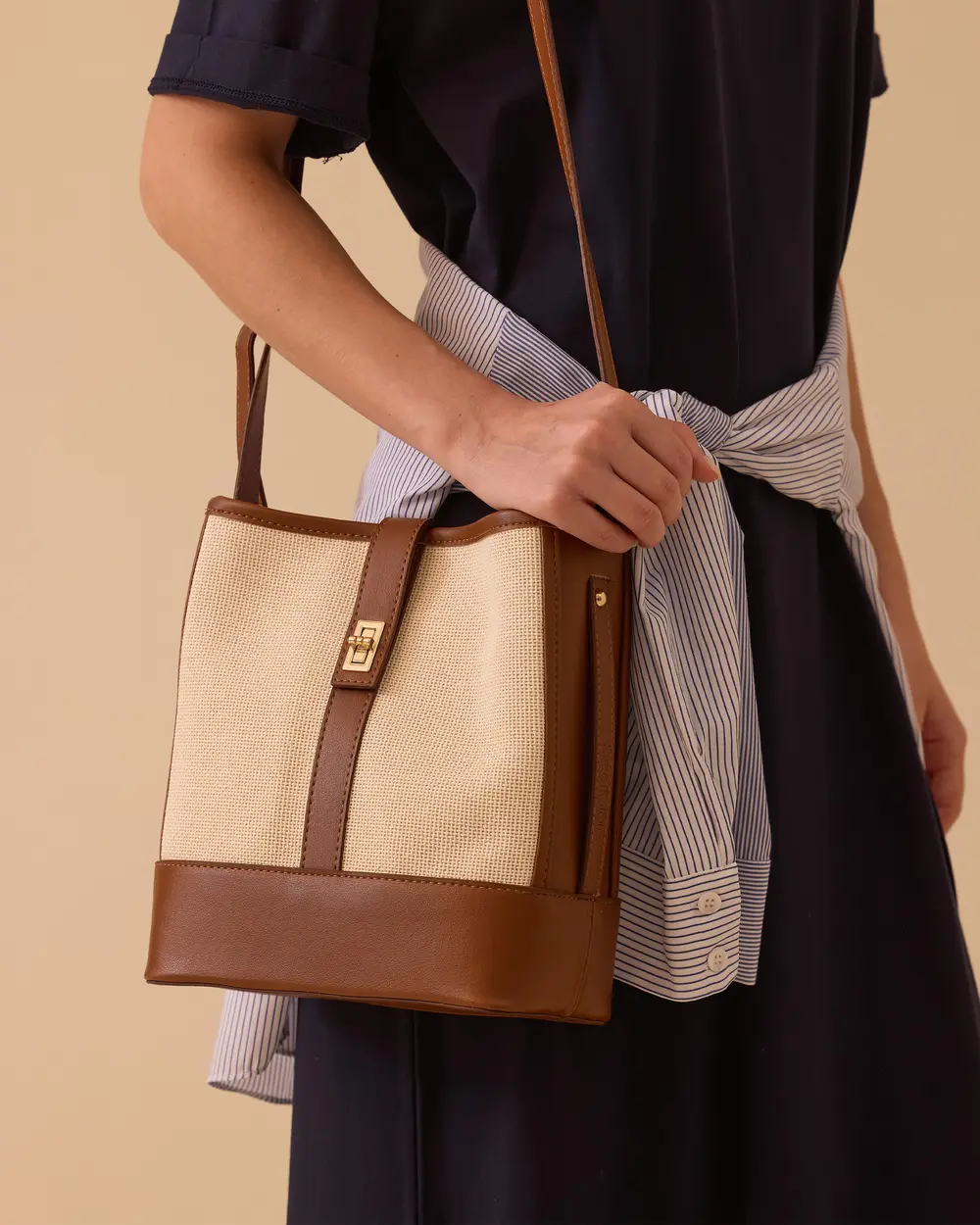 Double Fabric Crossbody Bag with Buckle
