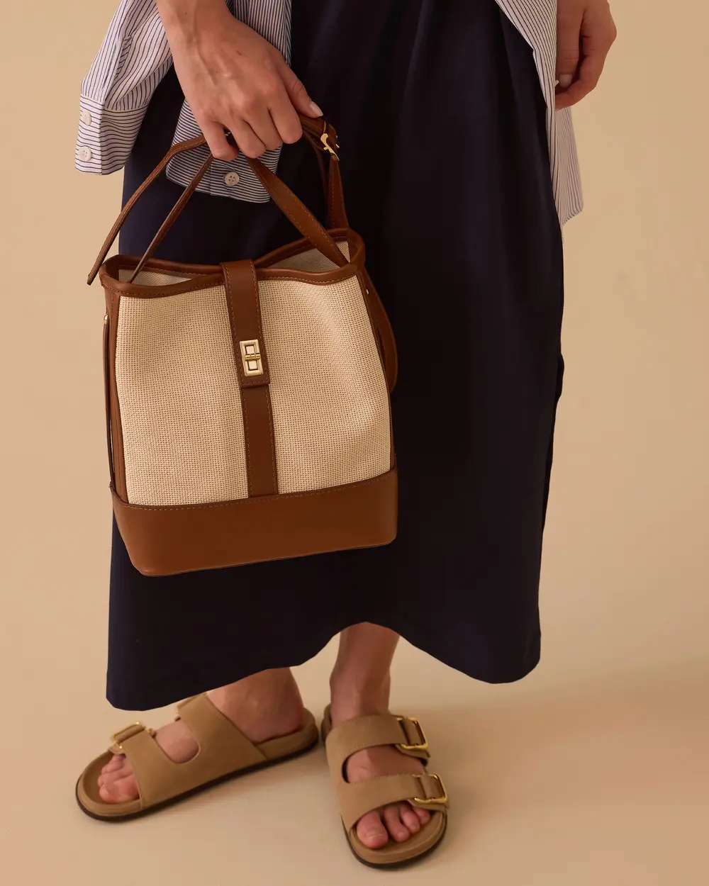 Double Fabric Crossbody Bag with Buckle