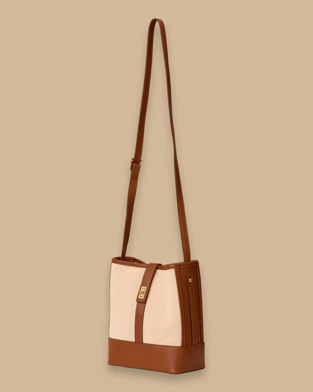 Double Fabric Crossbody Bag with Buckle