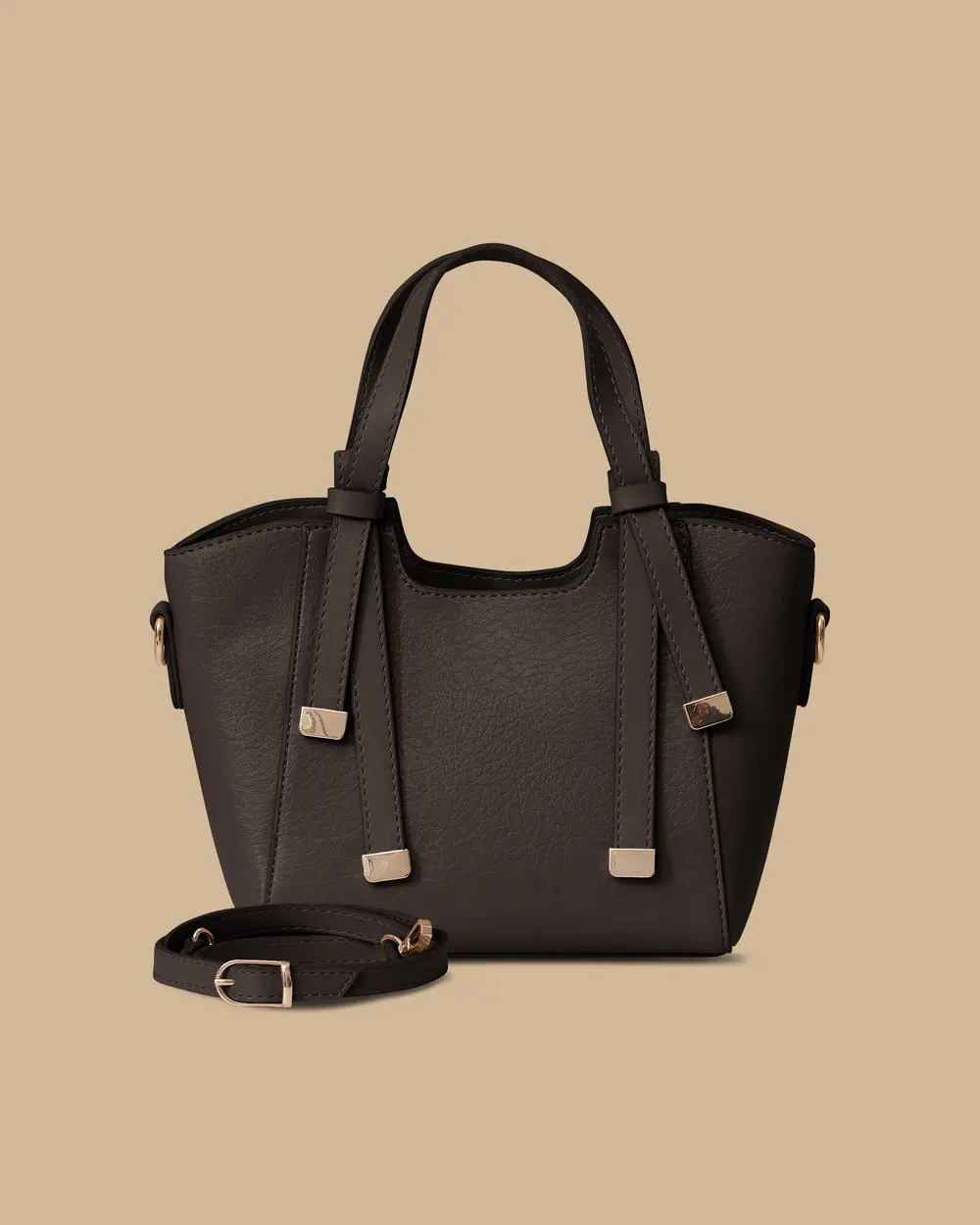 Leather Look Double Handle Bag