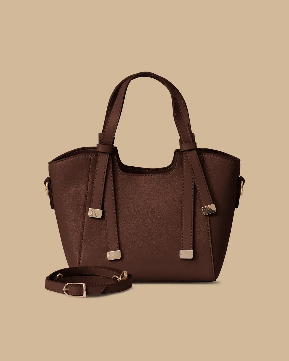 Leather Look Double Handle Bag
