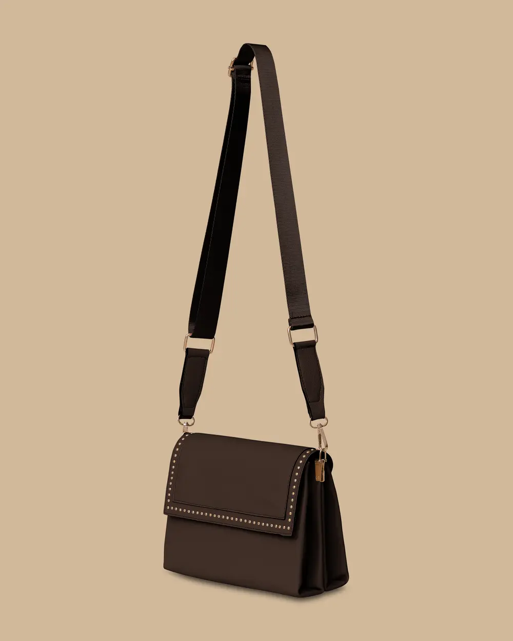 Staple Detailed Shoulder Bag with Cover