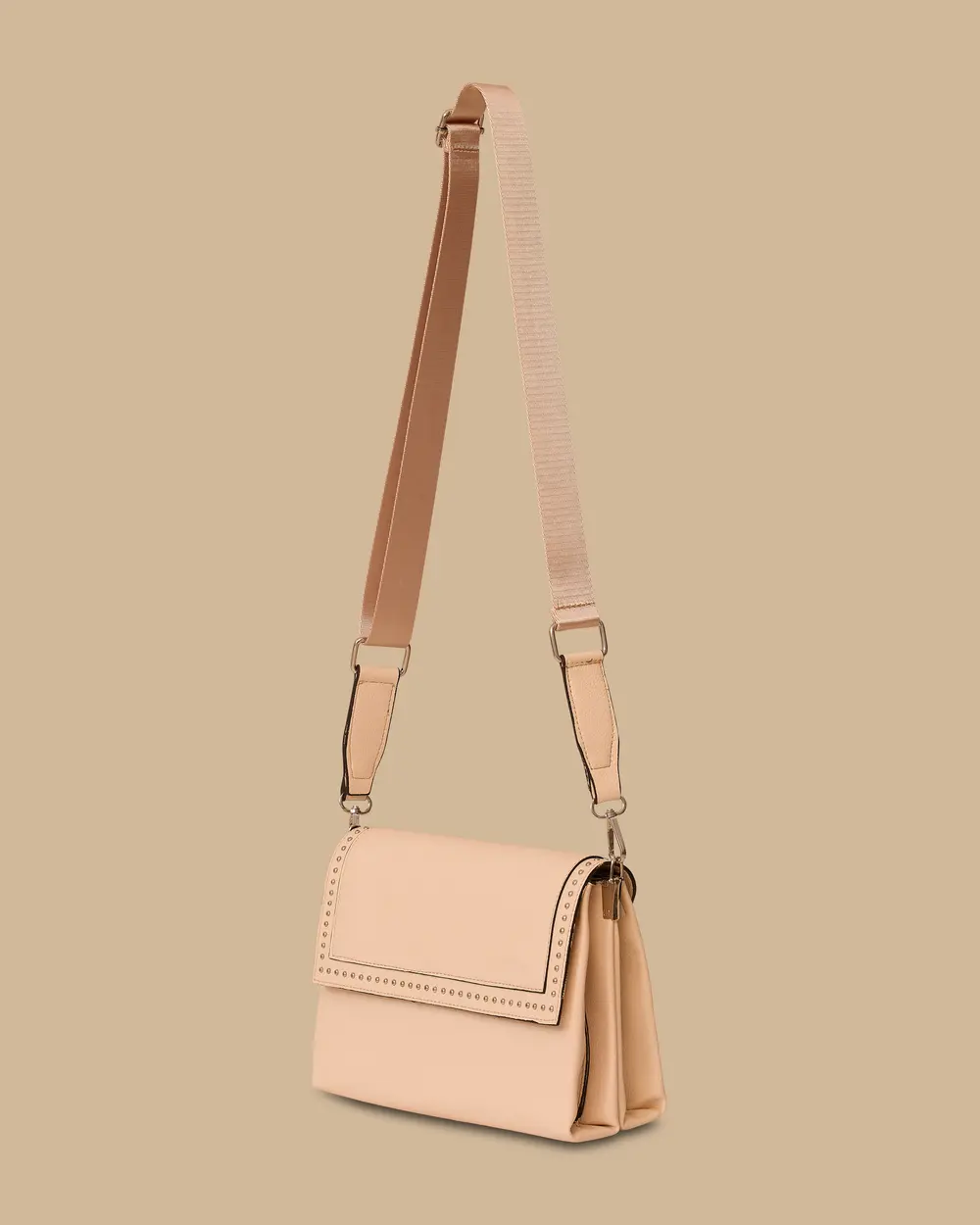 Staple Detailed Shoulder Bag with Cover