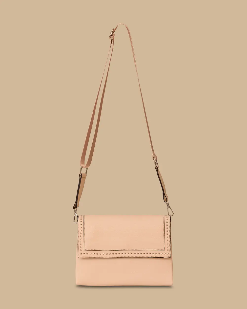 Staple Detailed Shoulder Bag with Cover