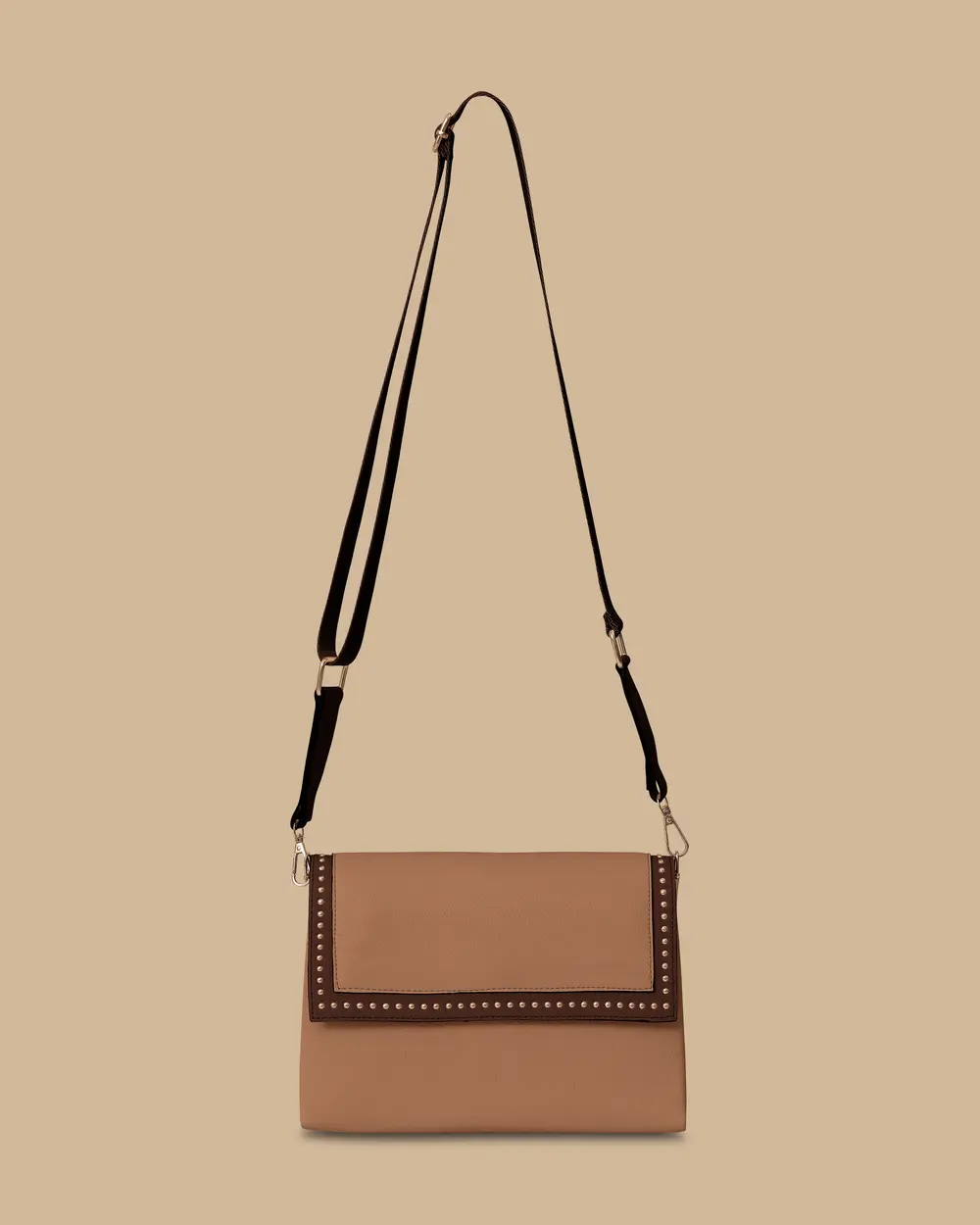 Staple Detailed Shoulder Bag with Cover