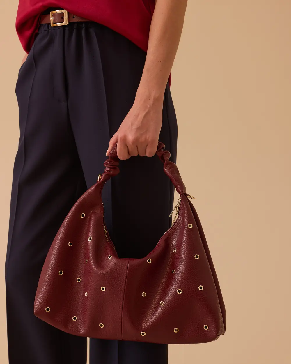 Metal Detailed Zipper Bag