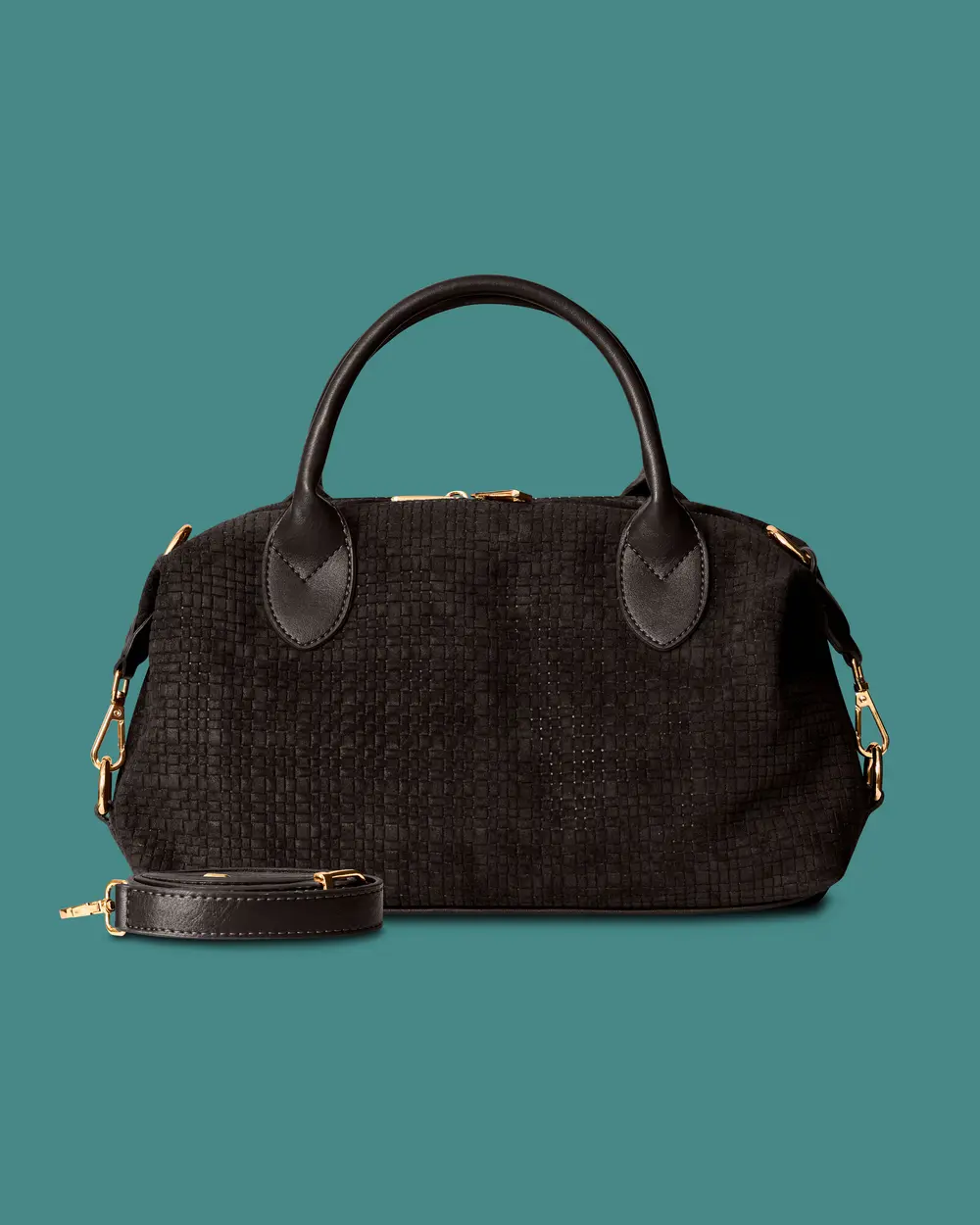 Embossed-Textured Double-Handled Shoulder Bag
