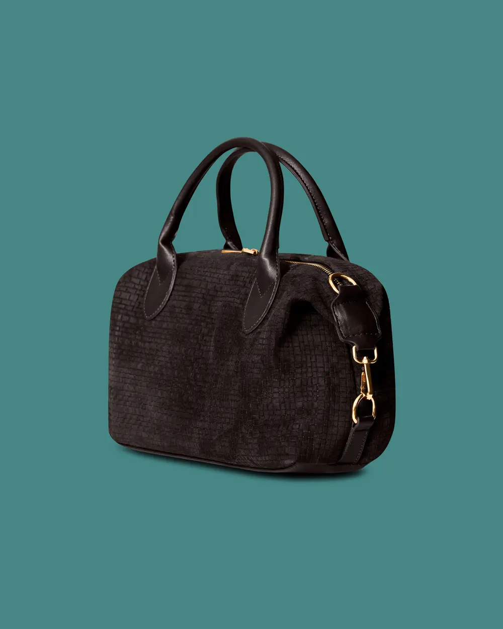 Embossed-Textured Double-Handled Shoulder Bag