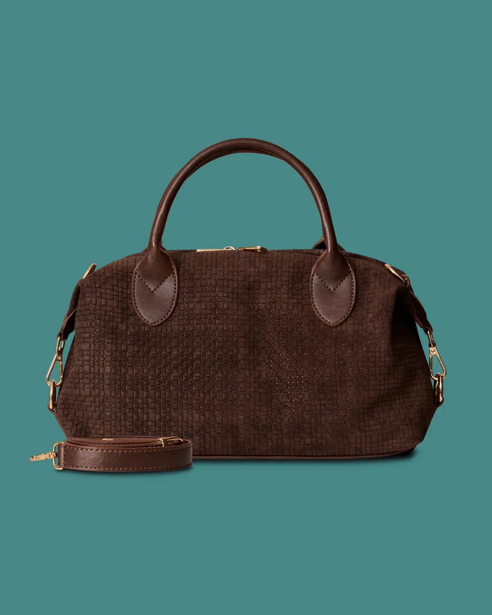 Embossed-Textured Double-Handled Shoulder Bag