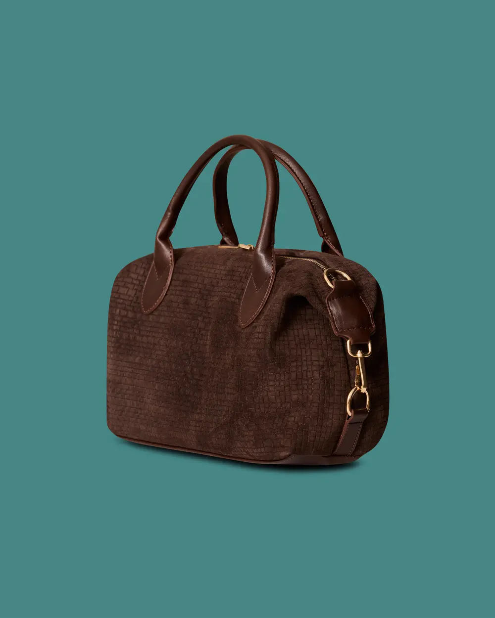 Embossed-Textured Double-Handled Shoulder Bag