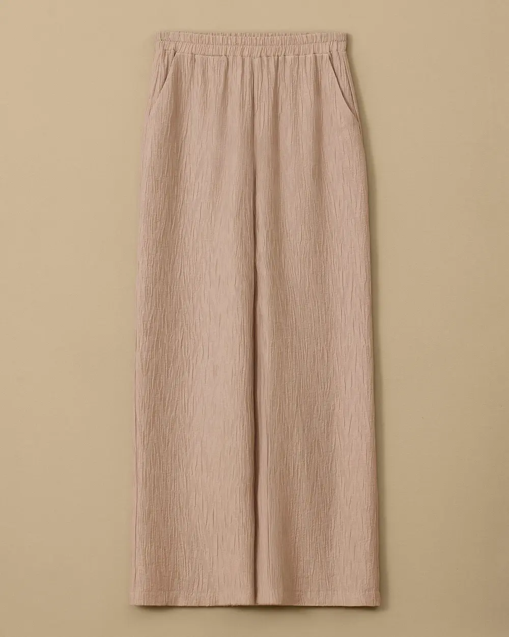 Elastic Waist Wide Leg Krinkle Pants