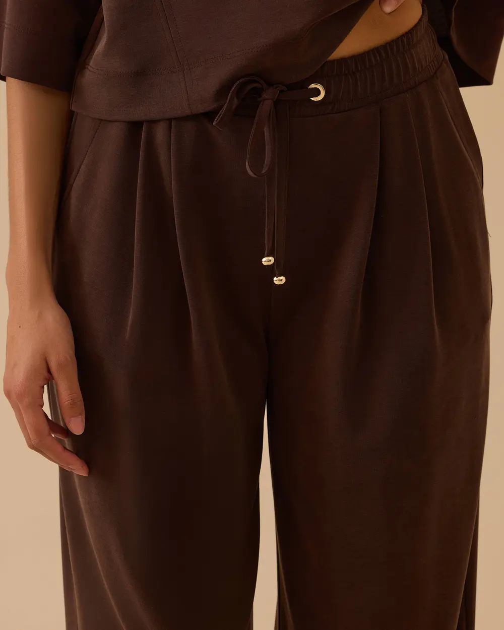 Bağcıklı Pile Detaylı Eşofman Altı