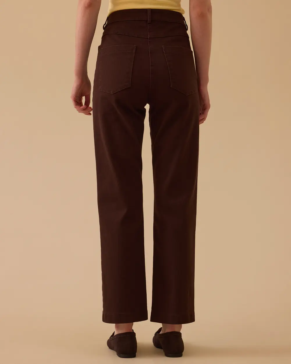 Düz Kesim Bilek Boy Kanvas Pantolon