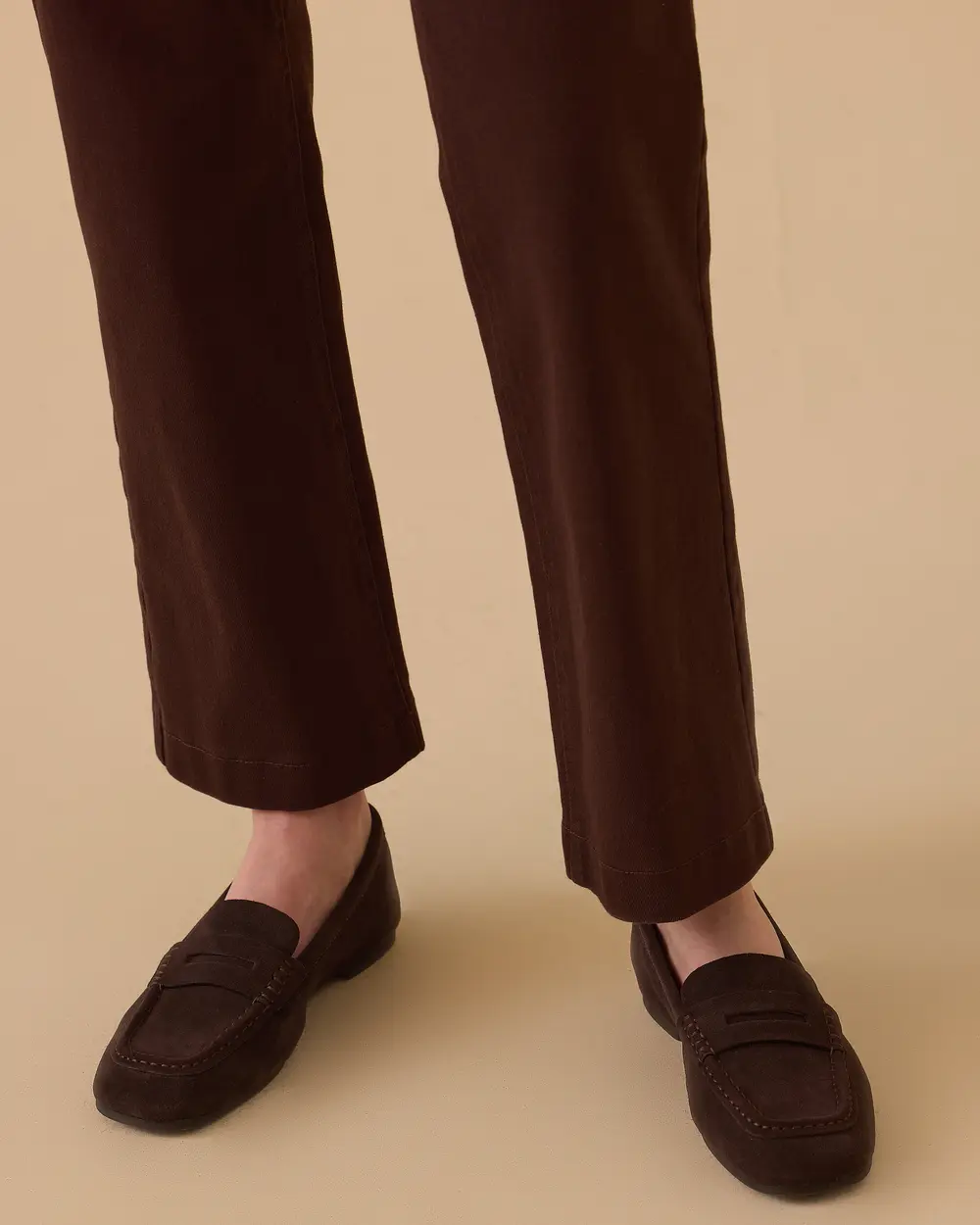 Düz Kesim Bilek Boy Kanvas Pantolon