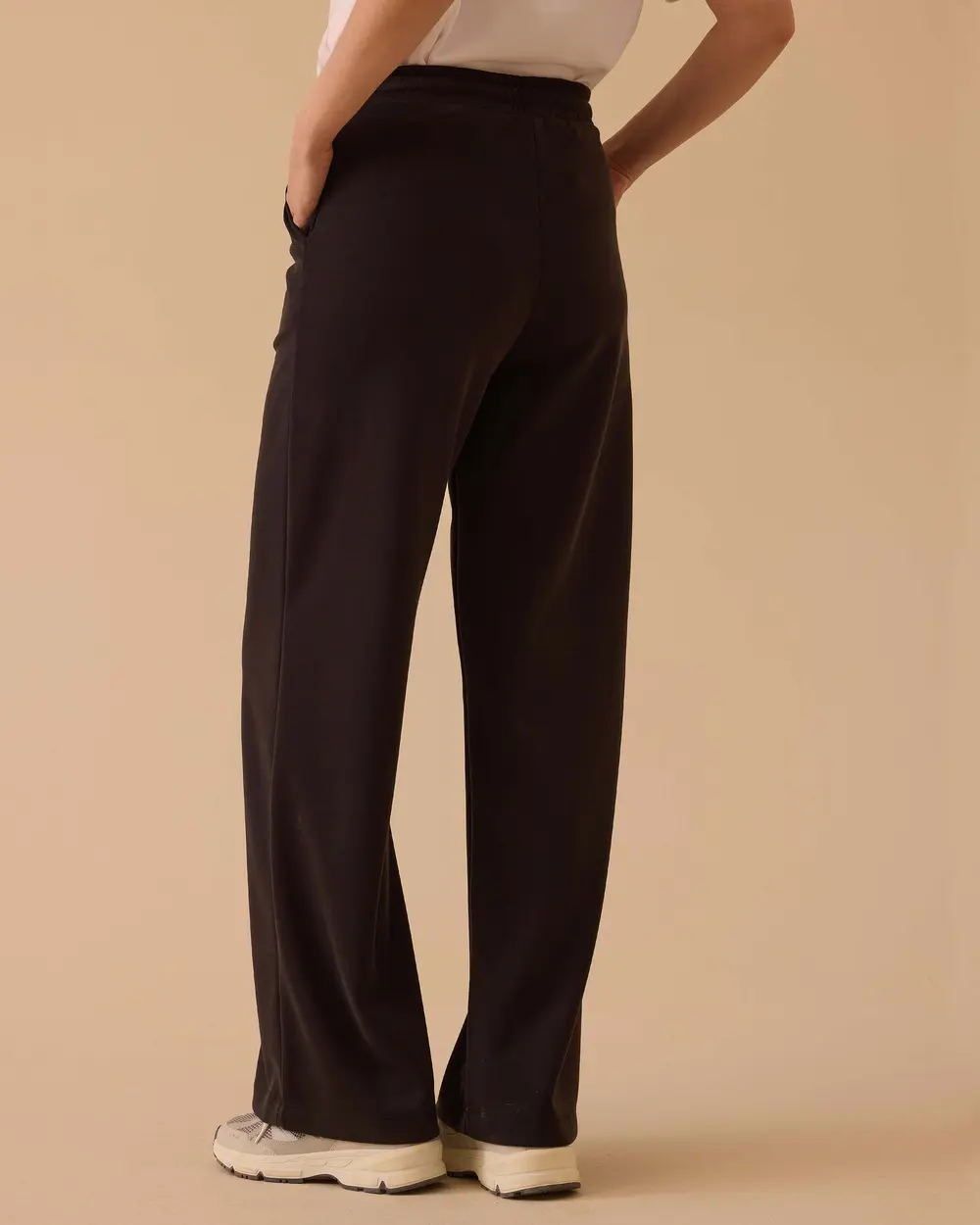 Yüksek Bel Bağcıklı Bol Paça Eşofman Altı