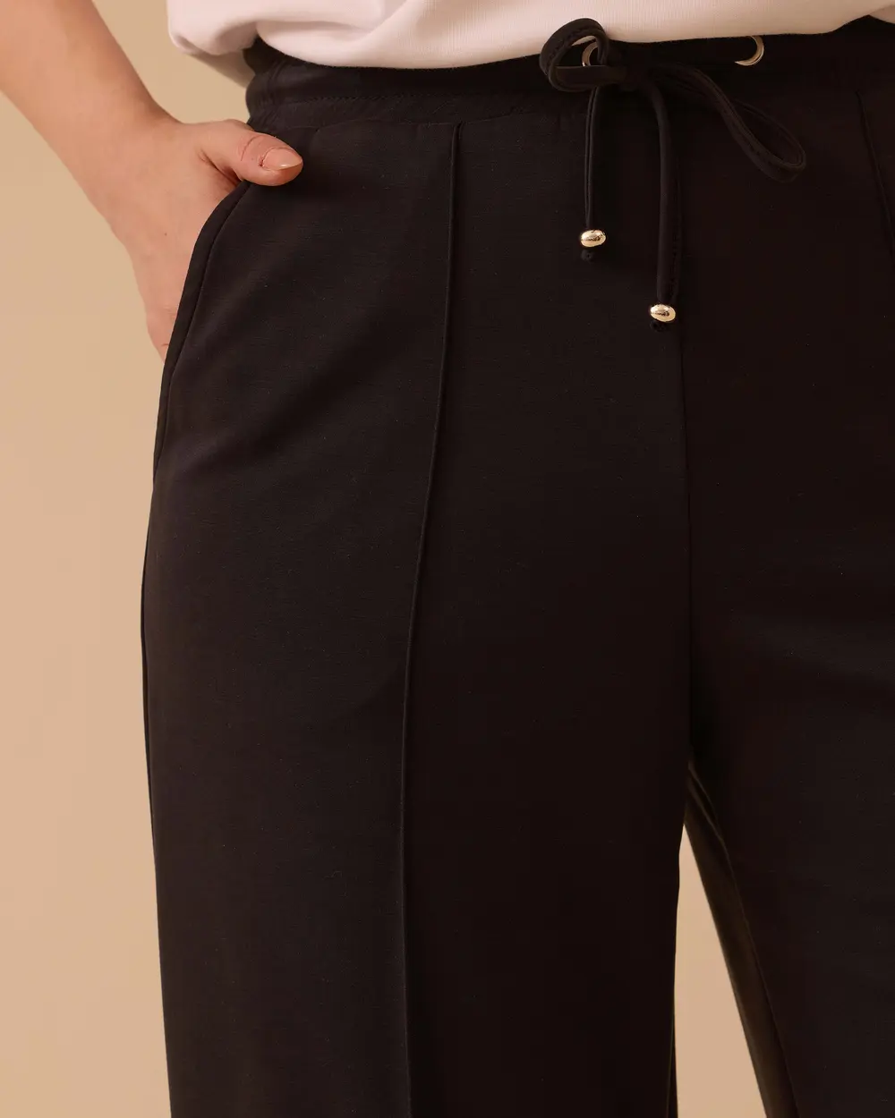 Yüksek Bel Bağcıklı Bol Paça Eşofman Altı