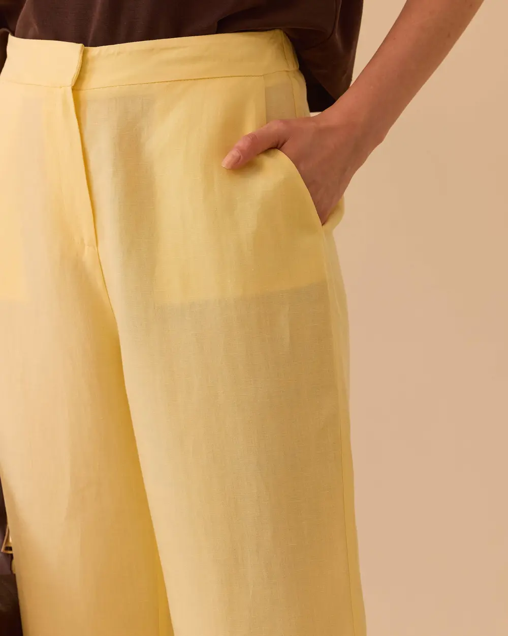 High Waist Linen Look Pants