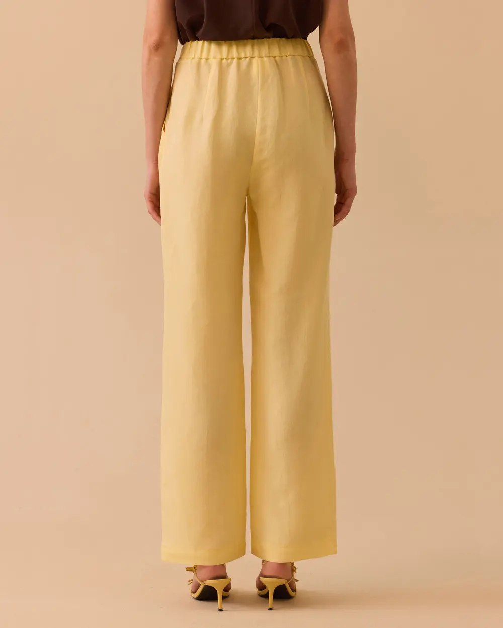 High Waist Linen Look Pants