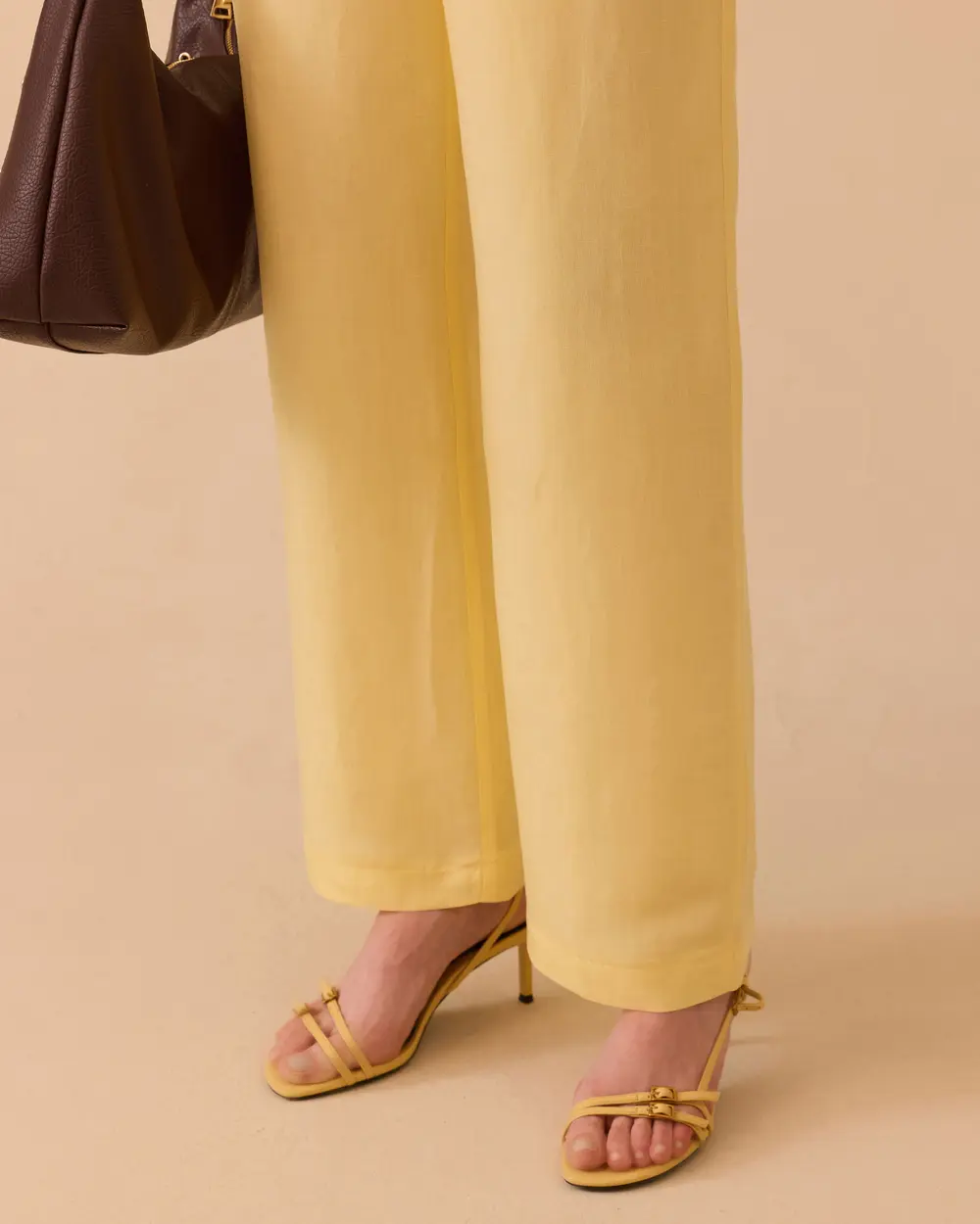 High Waist Linen Look Pants