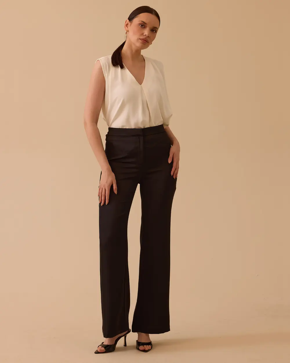 Straight Cut Wide Leg Satin Pants