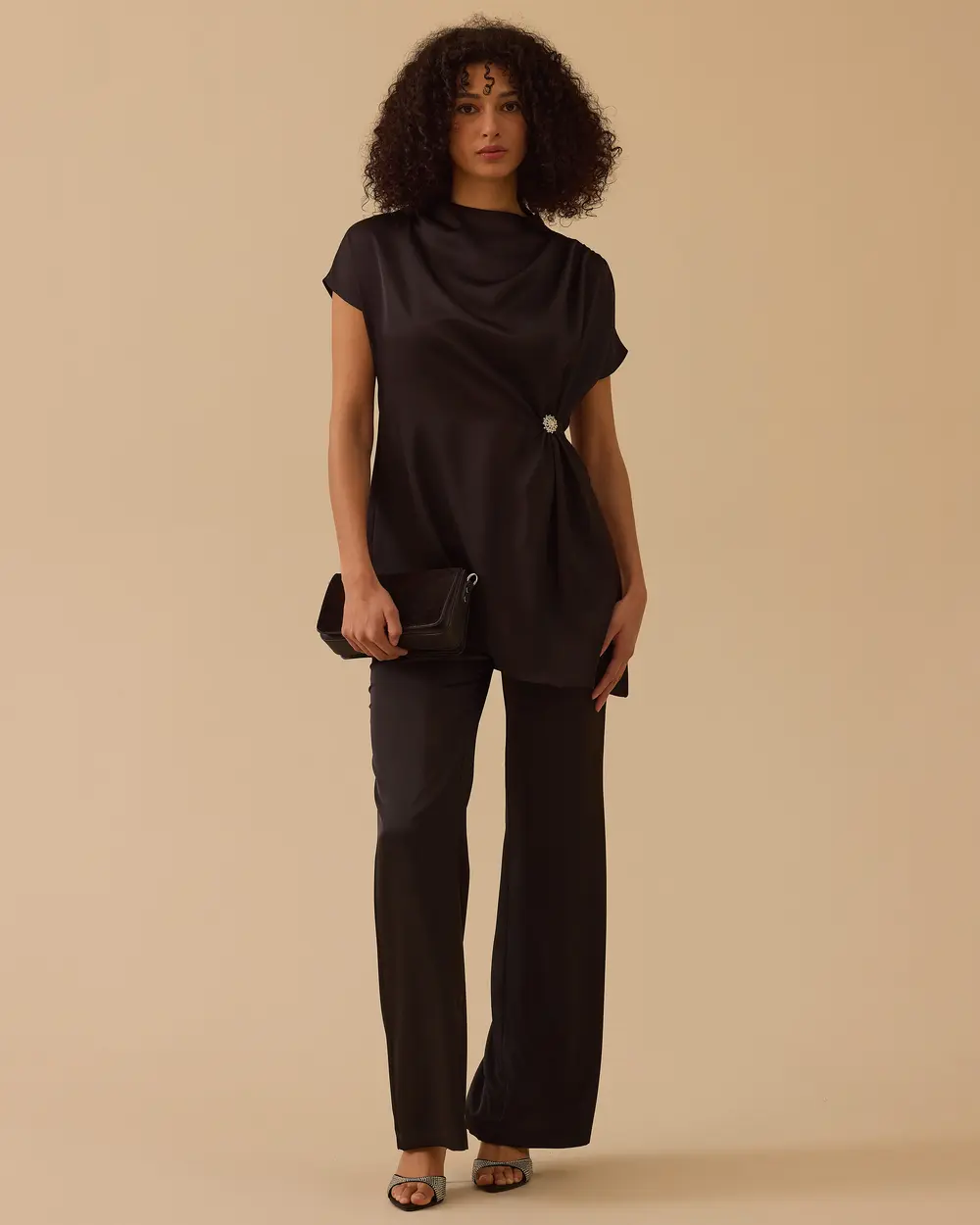 Straight Cut Wide Leg Satin Pants