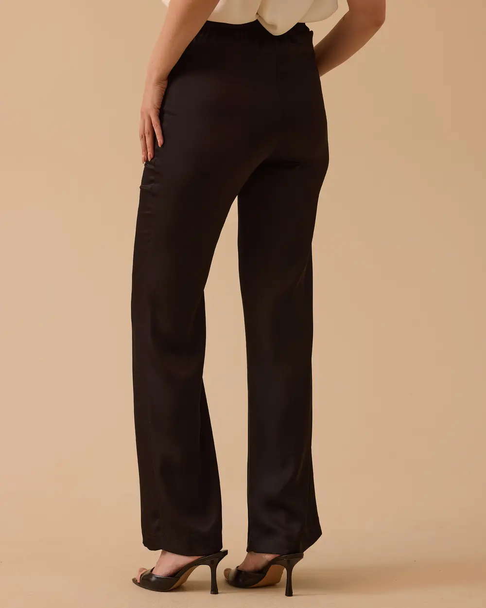 Straight Cut Wide Leg Satin Pants