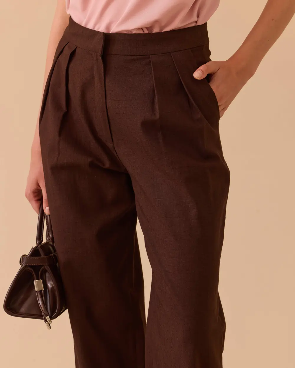 Double Pleated Full Length Linen Pants