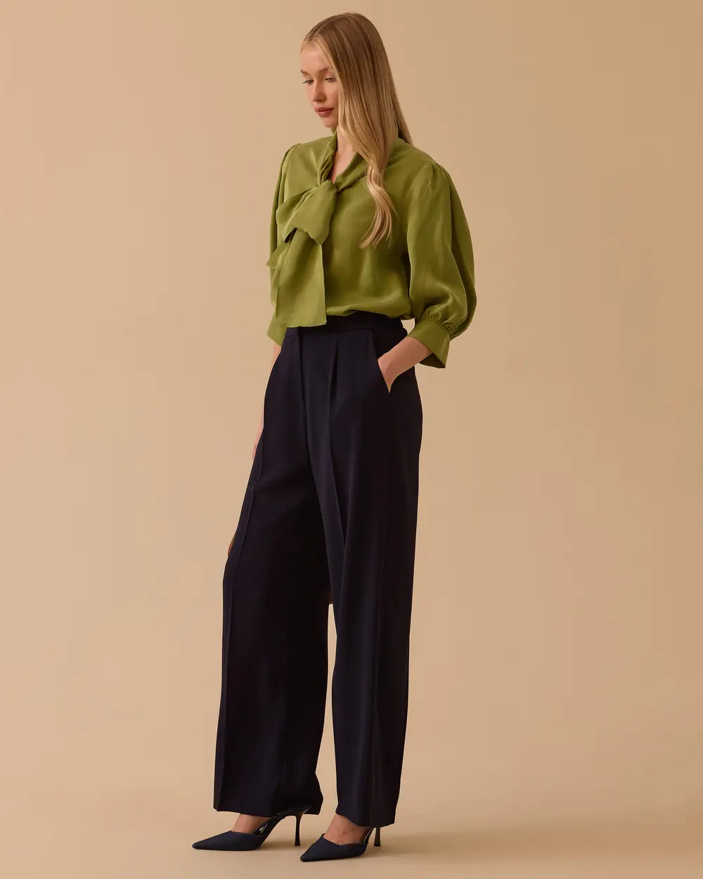 Elena Single Pleated Wide Leg Pants