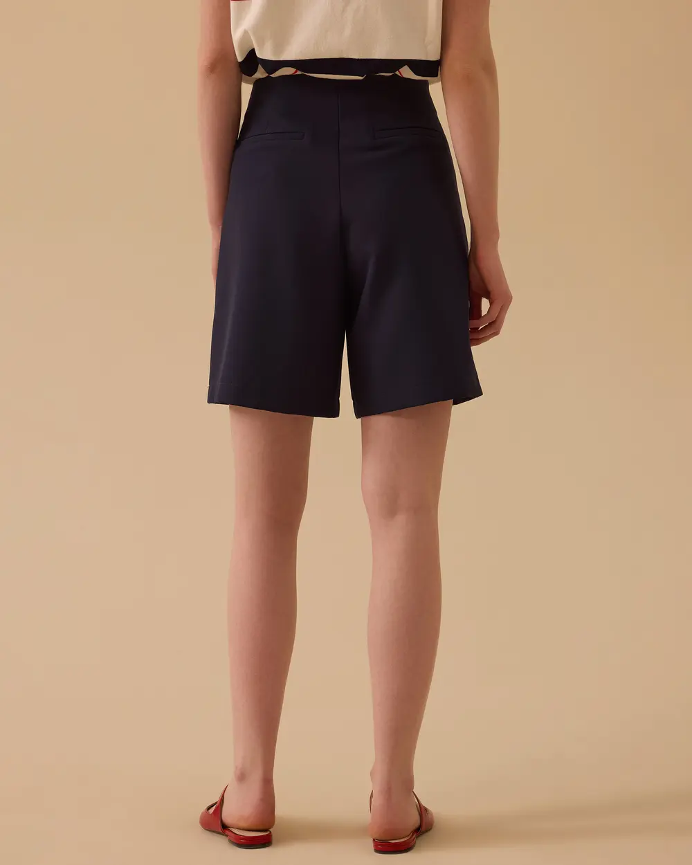 High Waist Button Detailed Bermuda Shorts