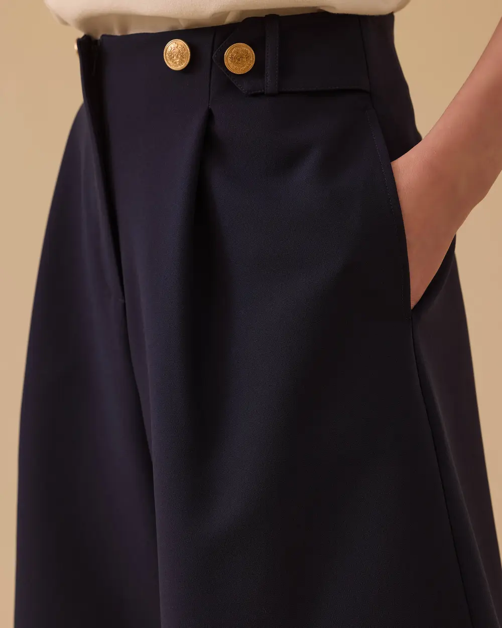 High Waist Button Detailed Bermuda Shorts