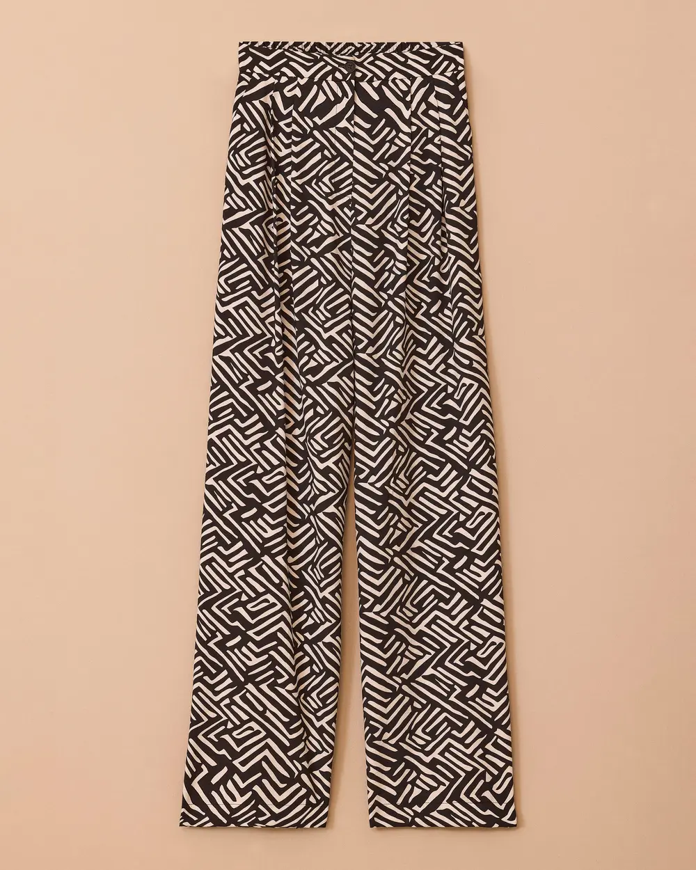 Geometric Patterned Double Pleated Pants