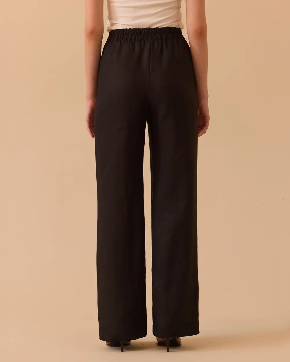 Beli Lastik Detaylı Rahat Kesim Keten Pantolon