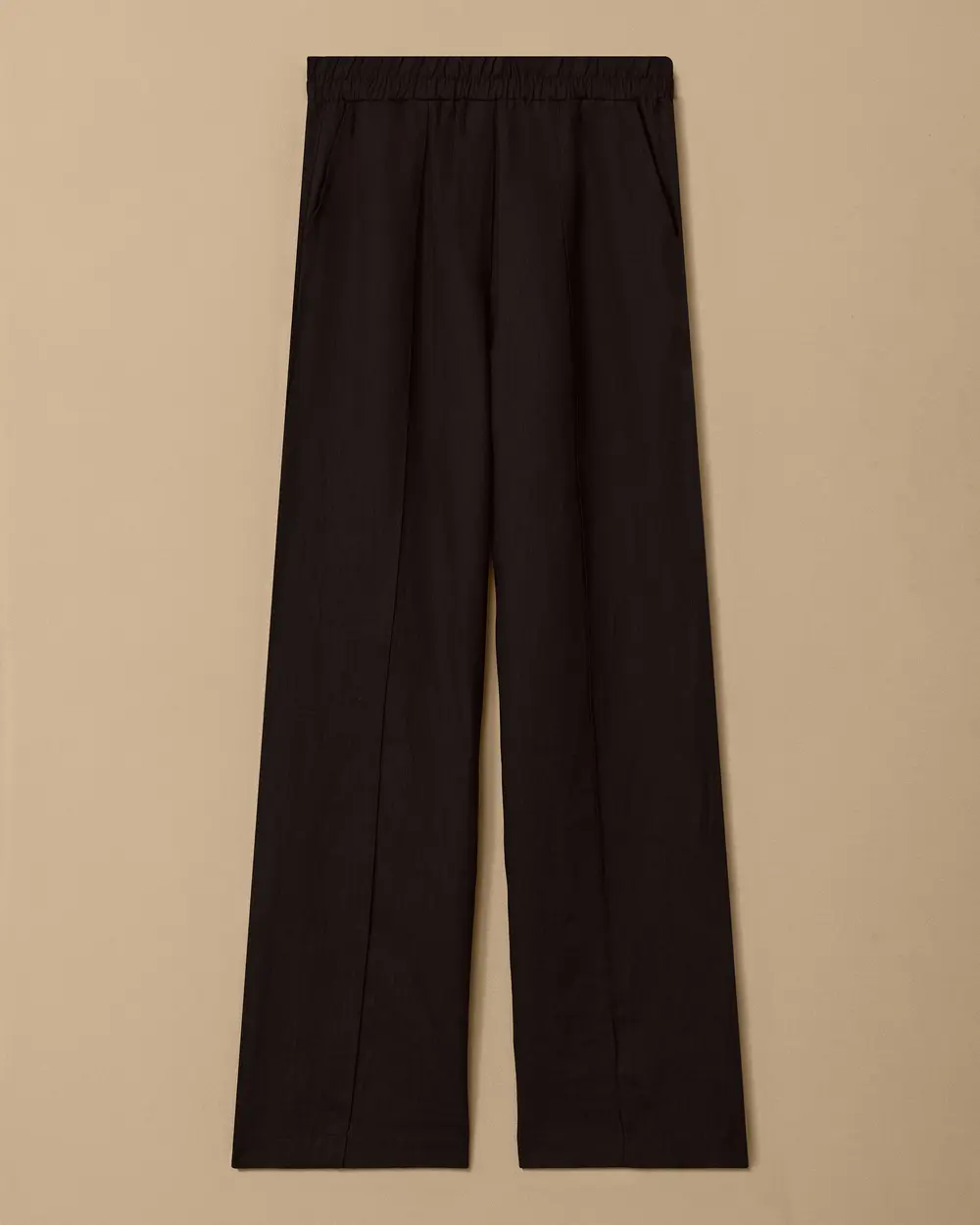 Beli Lastik Detaylı Rahat Kesim Keten Pantolon