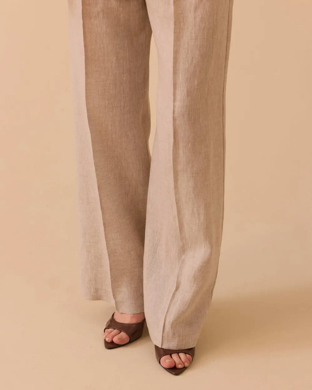 Beli Lastik Detaylı Rahat Kesim Keten Pantolon