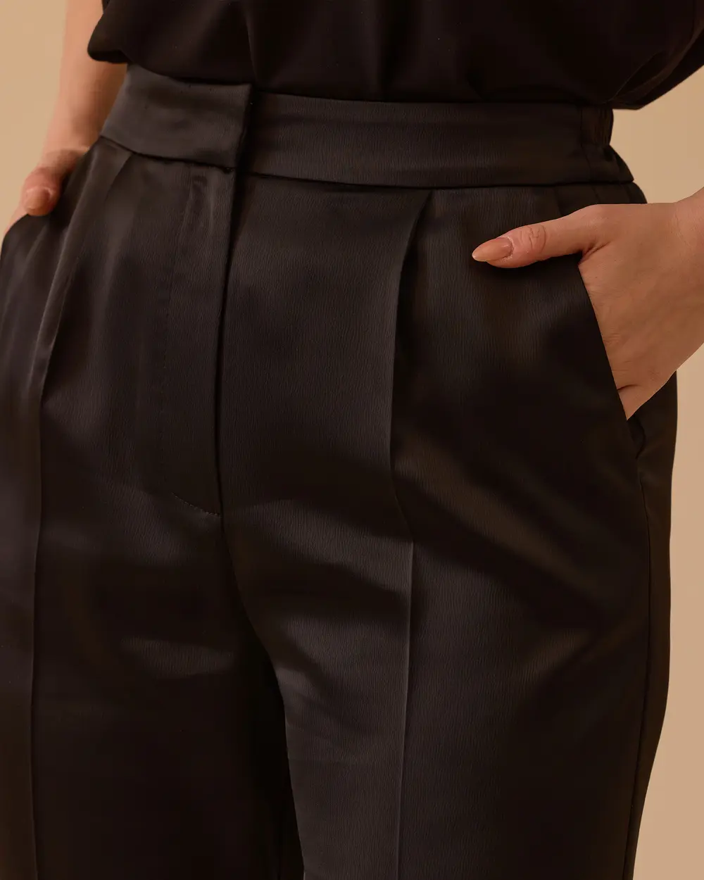 High Waist Full Length Satin Pants
