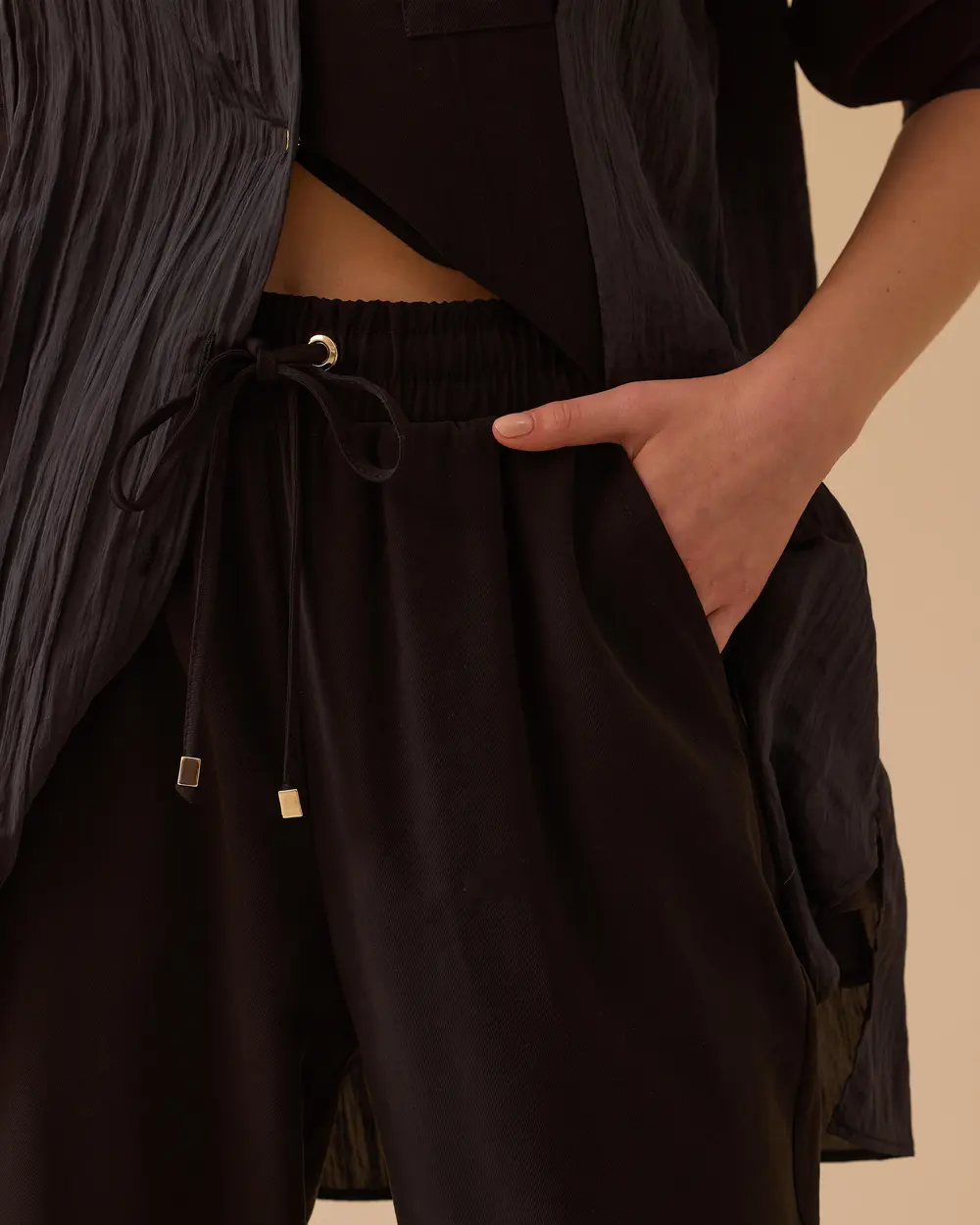 Lace-up Ankle Length Pants