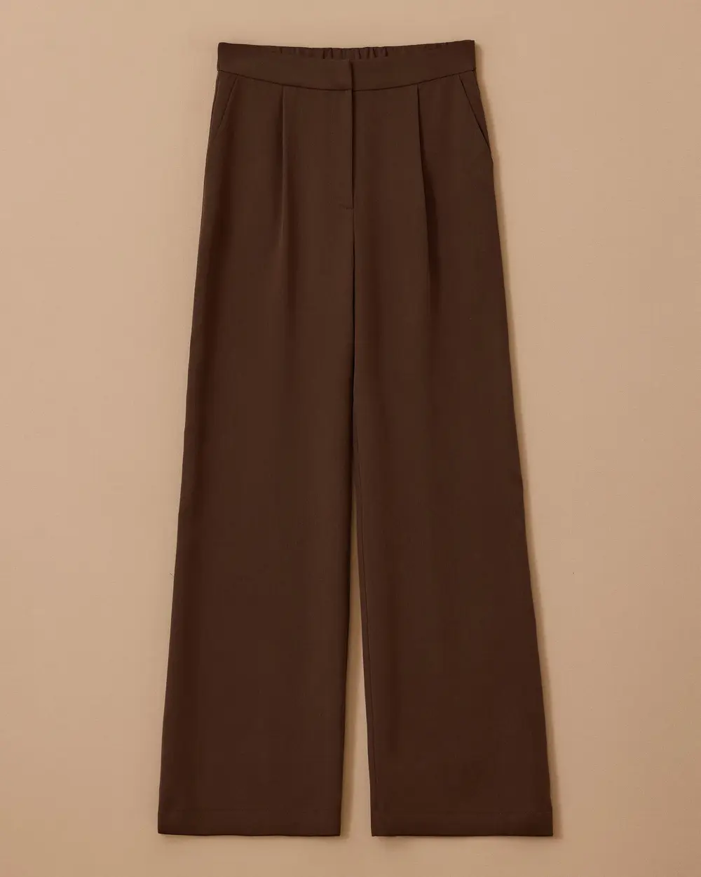 Full Length Wide Leg Pants with Pleated Detail