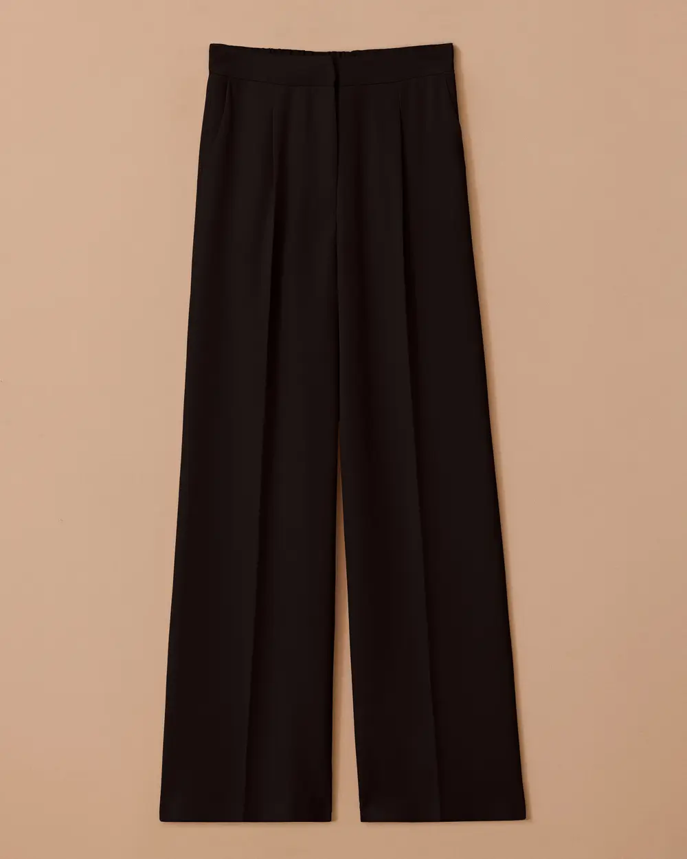 Pleated Wide Leg Crepe Pants