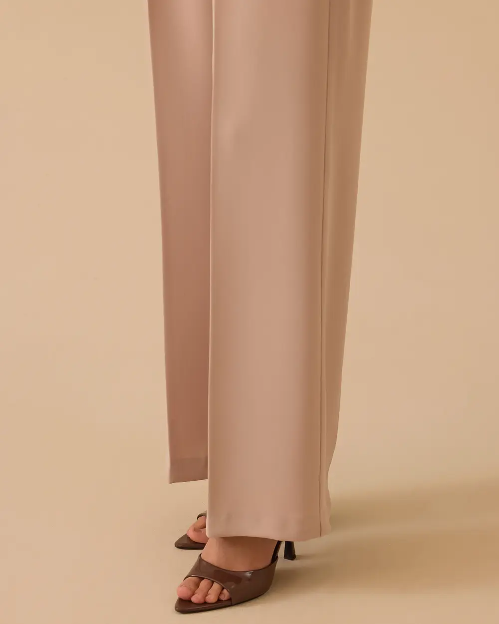 Pileli Geniş Paça Krep Pantolon