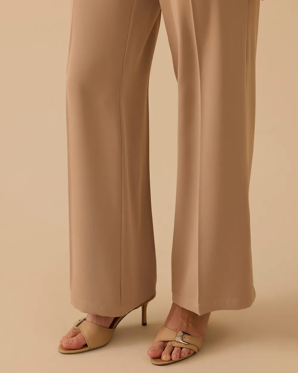 Trousers with Stitched Details and Flared Legs