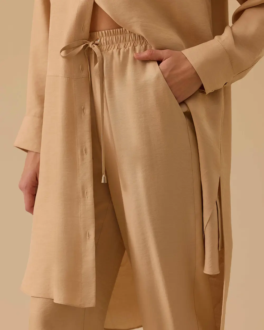 Relaxed Fit Trousers with Lacing Detail