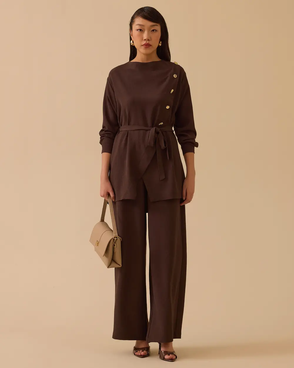 Elastic Waist Krinkle Wide Leg Pants