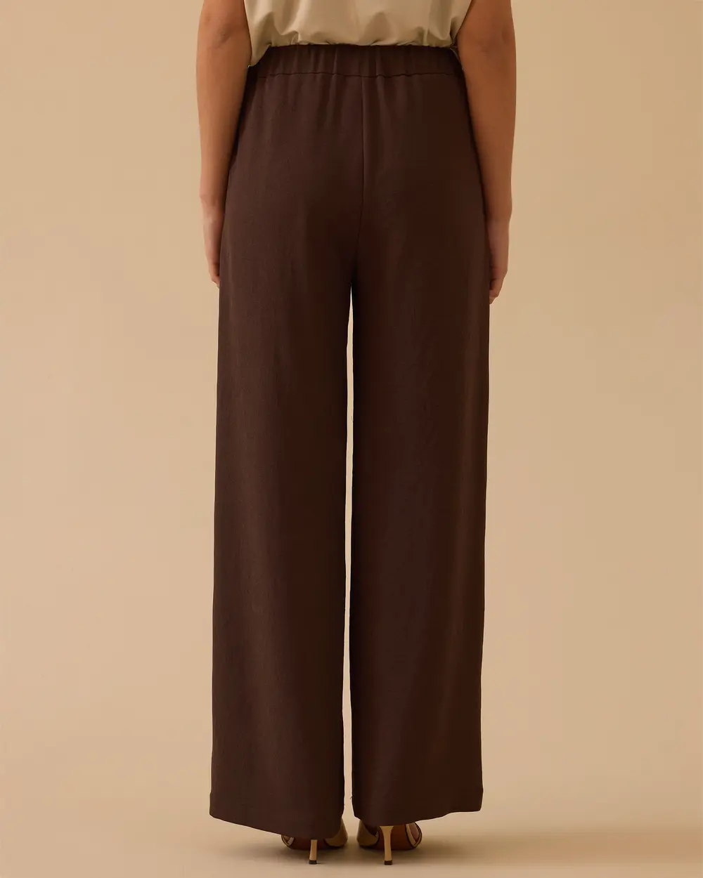 Elastic Waist Krinkle Wide Leg Pants