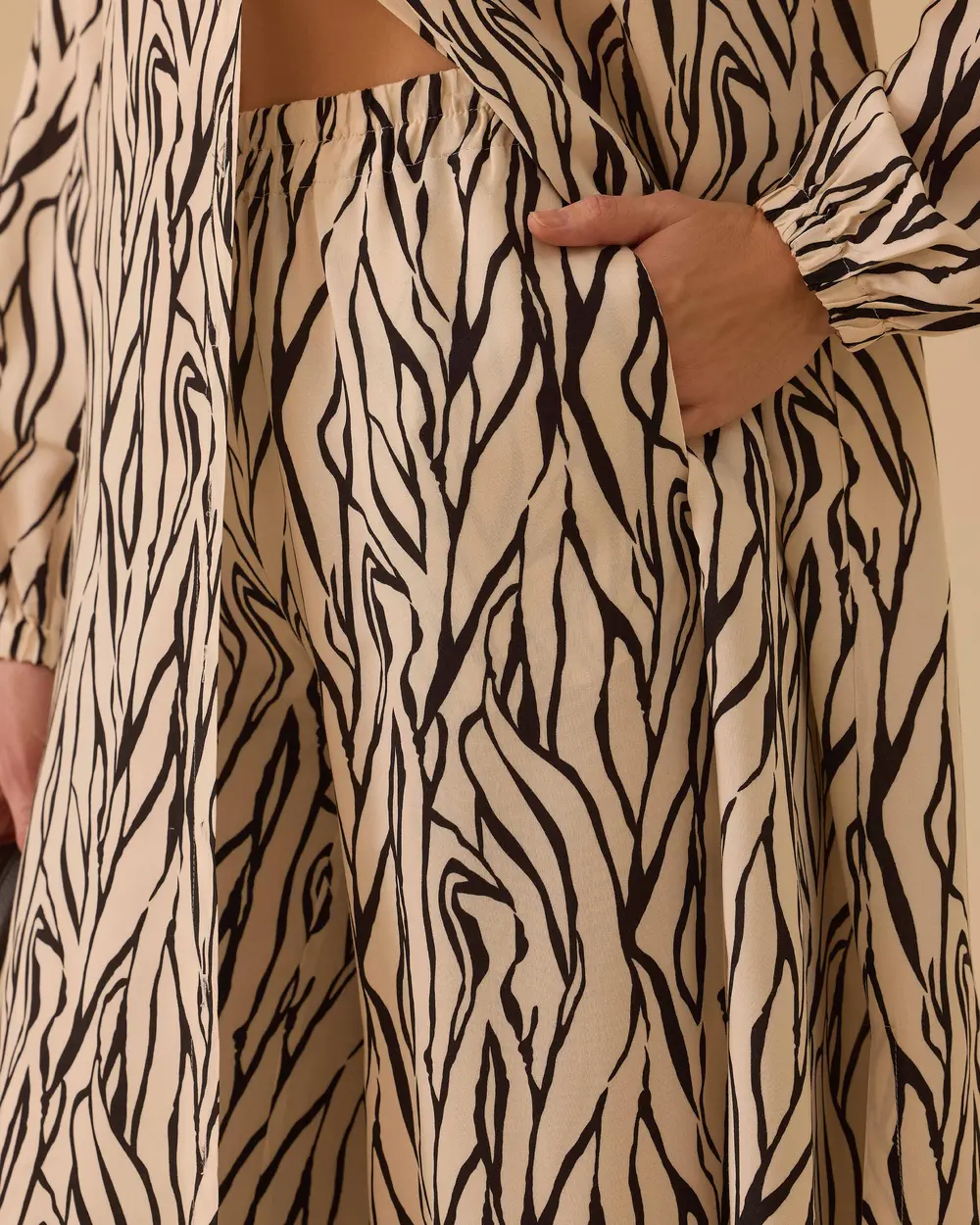 Zebra Patterned Wide Leg Trousers
