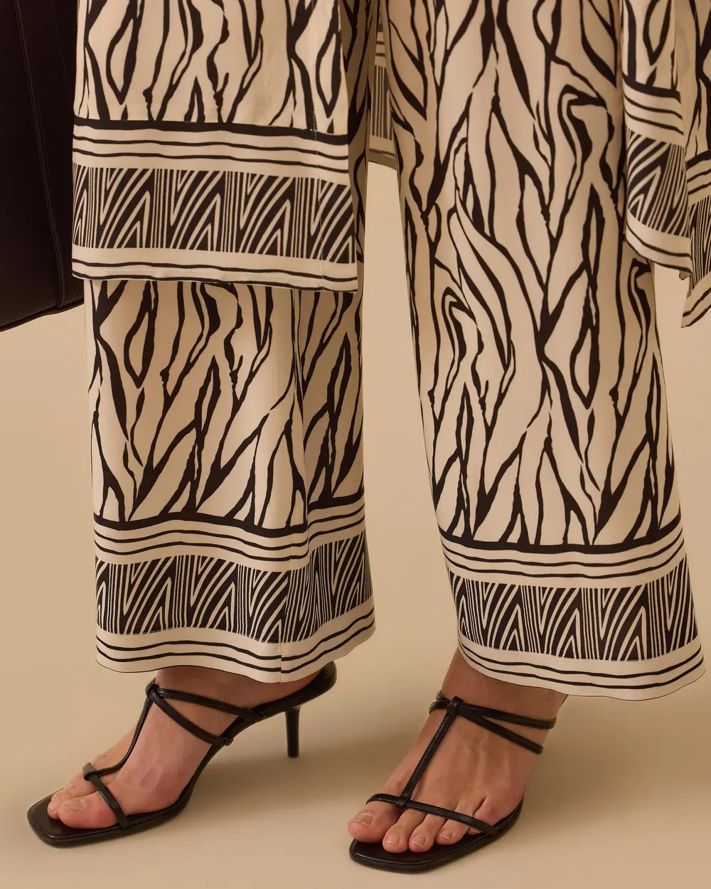Zebra Patterned Wide Leg Trousers