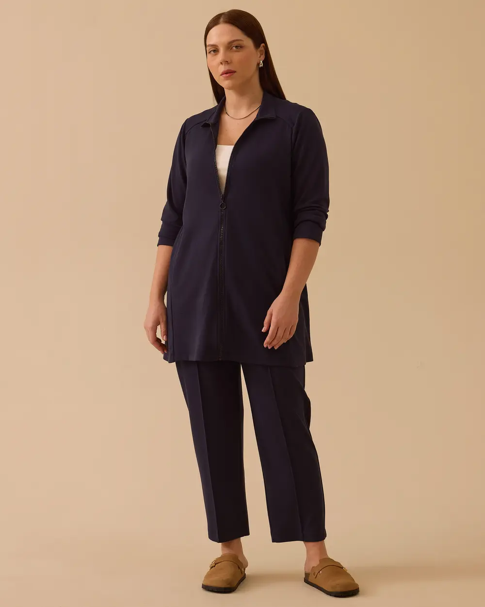 Büyük Beden Elastik Bel Bilek Boy Pantolon